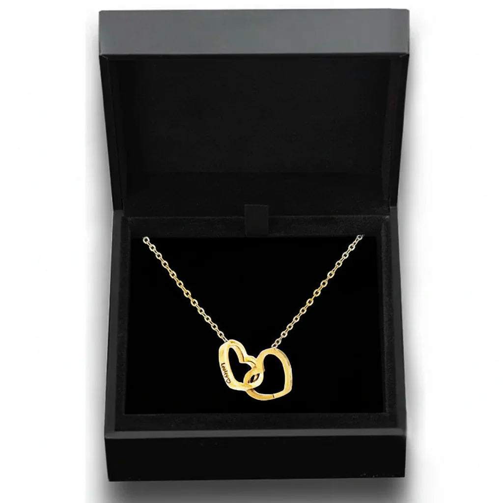 Personalized Double Heart Name Necklace in Stainless Steel