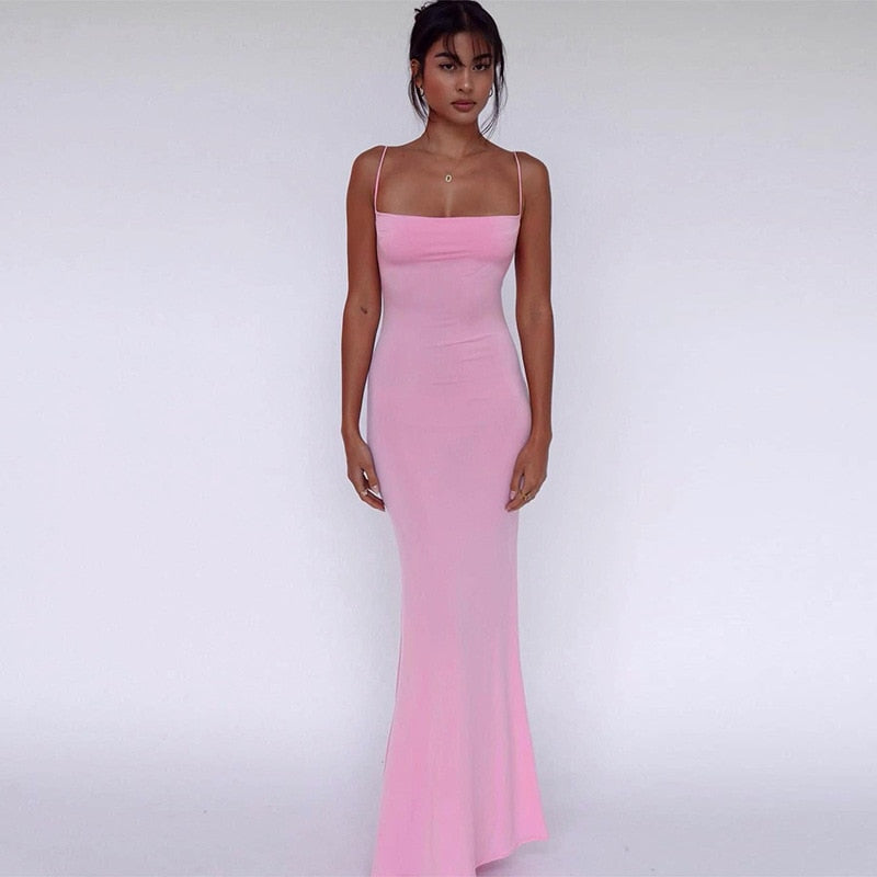 Strappy Backless Bodycon Maxi Dress