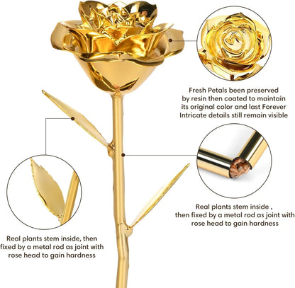Real 24K Gold Dipped Rose Handmade Luxury Gift