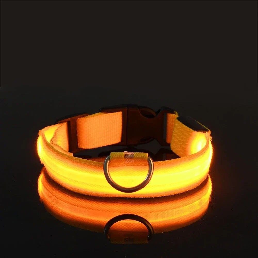 LED Nylon Dog Collar Night Safety Flashing Glow Luminous