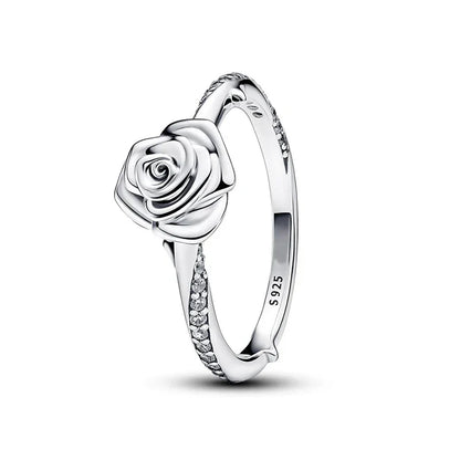 925 Sterling Silver Rose Flower Statement Ring