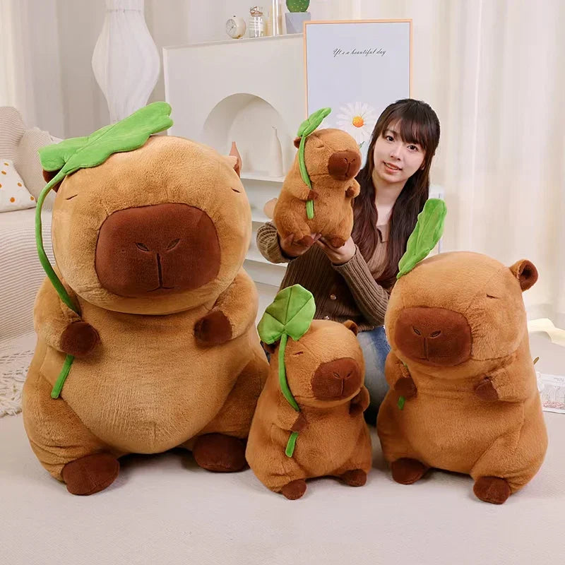 Kawaii Cartoon Lotus Leaf Capybara Plush Toy - Soft Pillow Gift