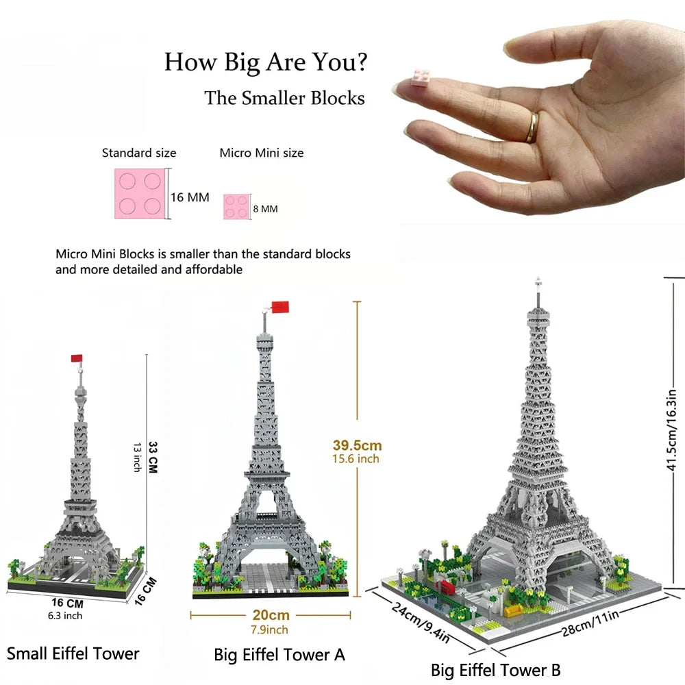 Paris Eiffel Tower Micro Mini Building Blocks