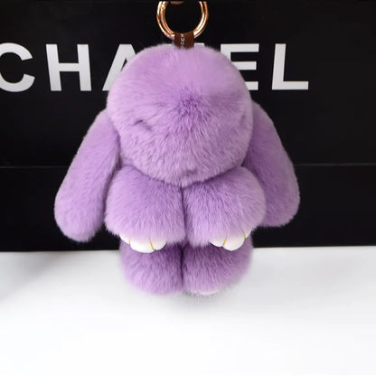 Cute Fluffy Rex Rabbit Fur Keychain