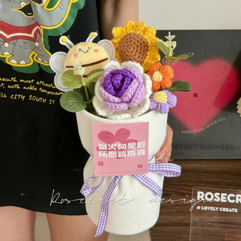 Crochet Sunflower Bouquet Handmade Eternal Flowers for Gifts and Decoration