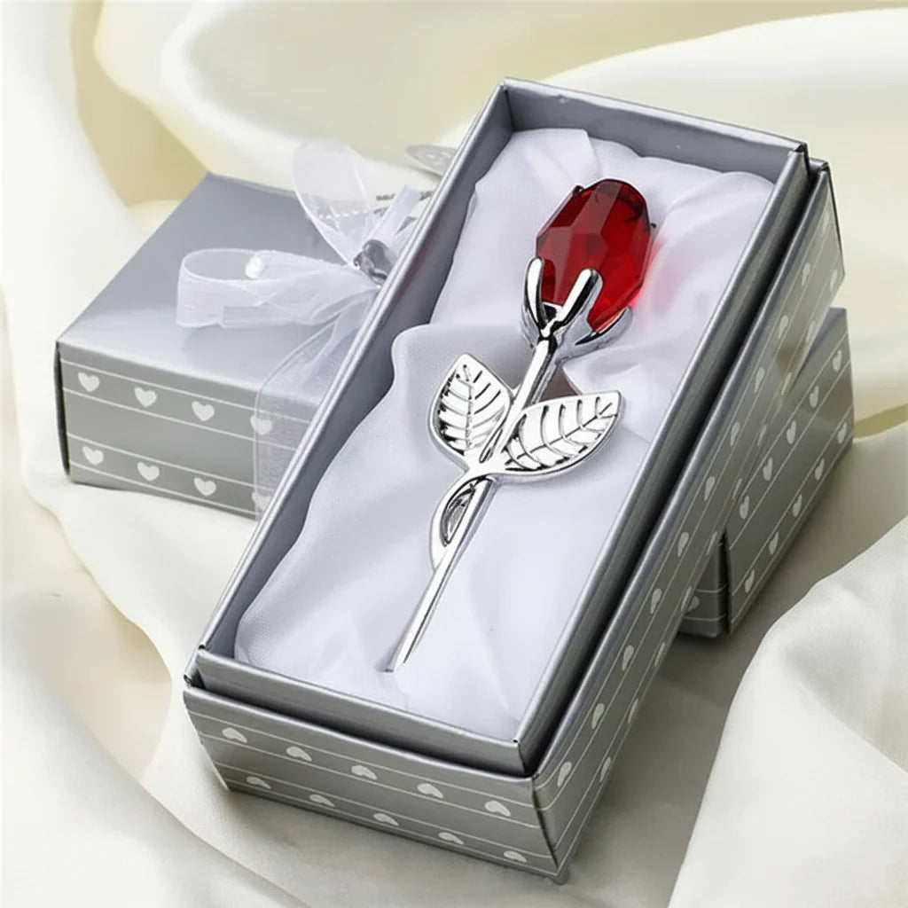 Crystal Glass Rose Figurine for Home and Gift Decor