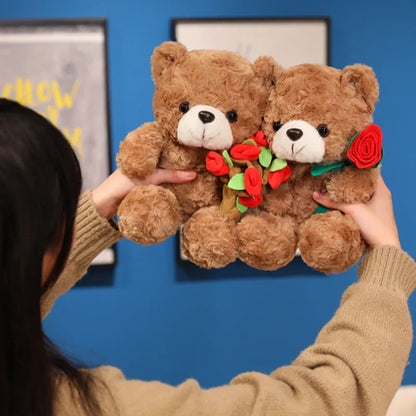 Sitting Bear Plush Toy with Heart Gift for Her
