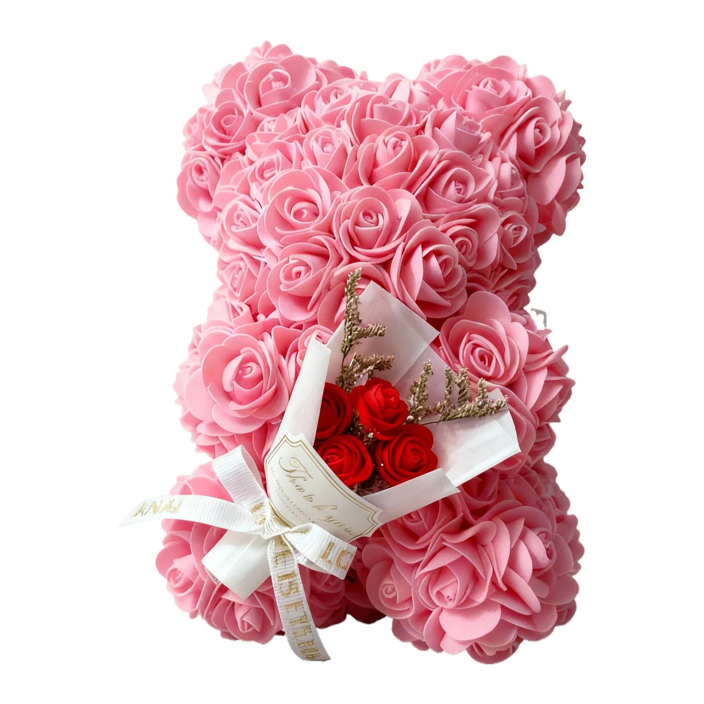 25cm Artificial Rose Bear with Gift Box