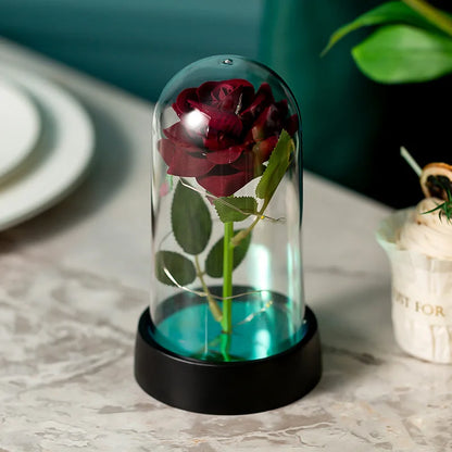 LED Eternal Rose in Glass Dome - Romantic Gift for Home