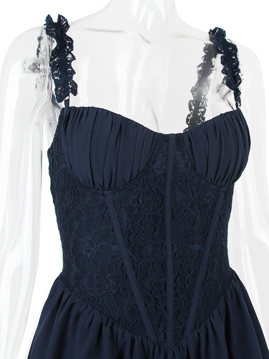 Blue Frill Layered Mini Dress