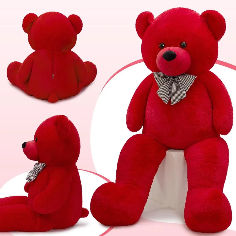 47-Inch Giant Red Teddy Bear Plush Toy Soft and Fluffy Stuffed Animal for Gifts