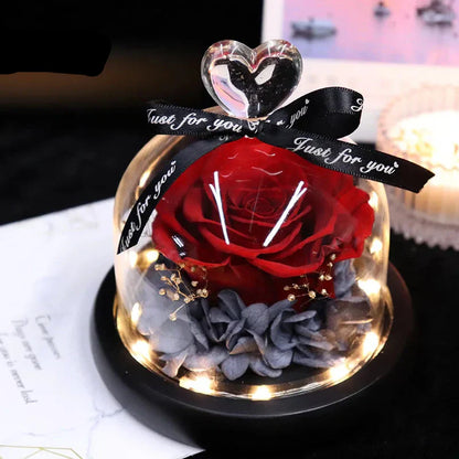 Forever Preserved Rose in Glass with Lamp for Valentine and Special Occasions