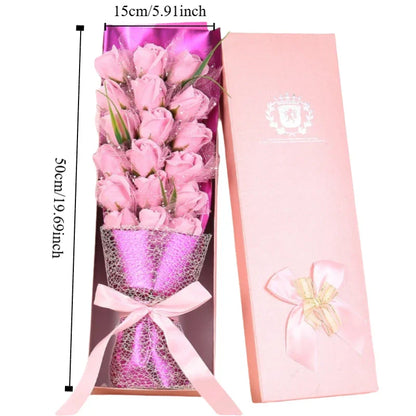 18PCS Soap Flower Bouquet with Gift Box for Her