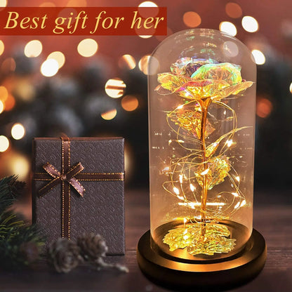 Eternal Rose Lamp LED Artificial Silk Flower Creative Gift for Valentine's Day and Mother's Day