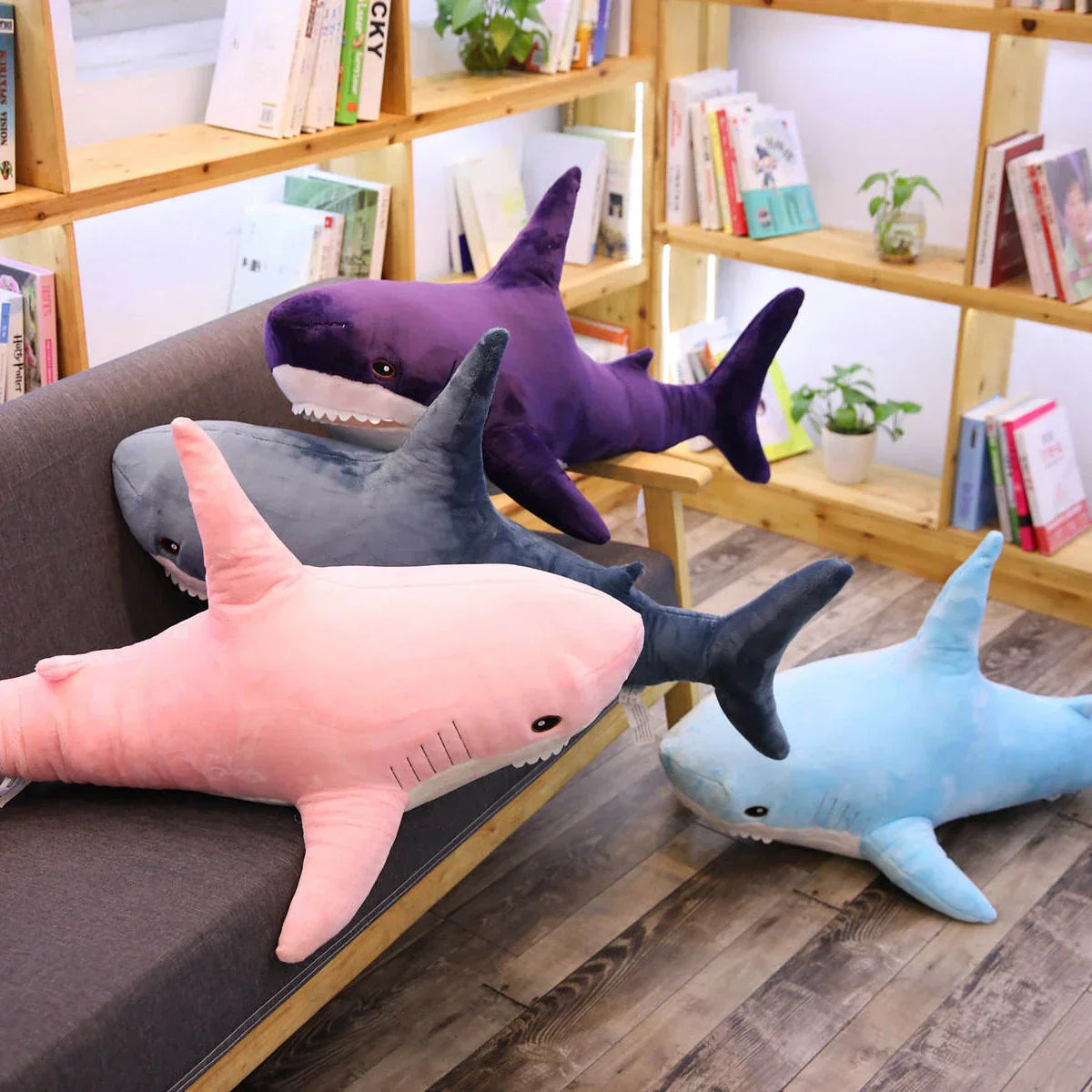 140cm Giant Shark Plush Toy - Soft Stuffed Animal Pillow for Kids