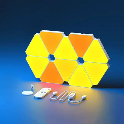 RGB Triangular Quantum Wall Lamp with Music Sync