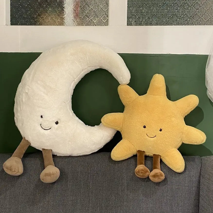 Smiling Sun and Moon Plush Pillow