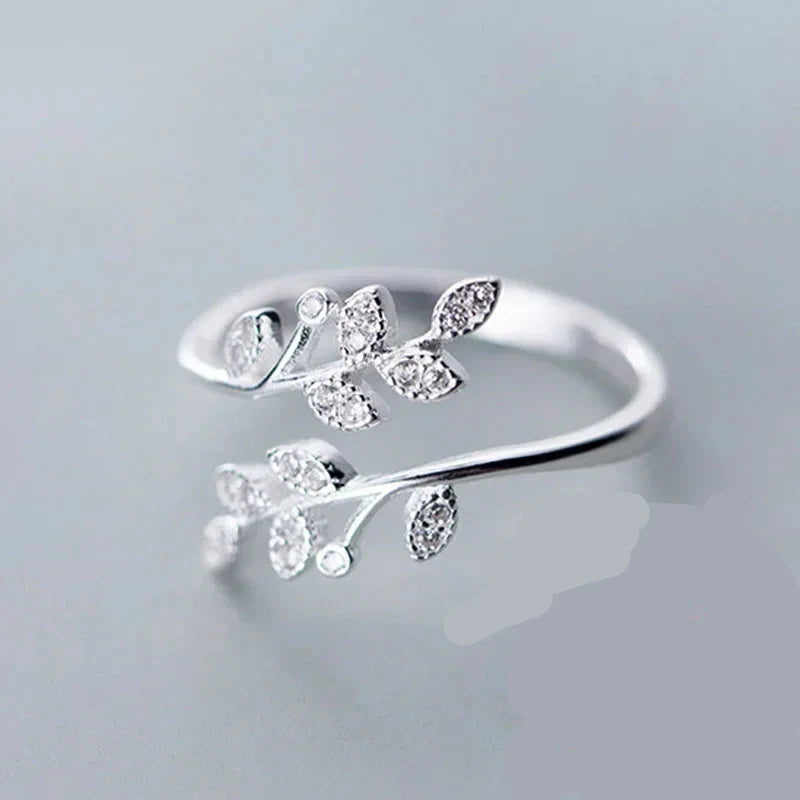 Delicate Adjustable 925 Sterling Silver Ring with Cubic Zirconia