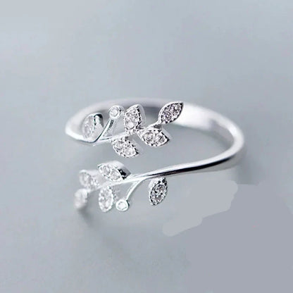 Delicate Adjustable 925 Sterling Silver Ring with Cubic Zirconia