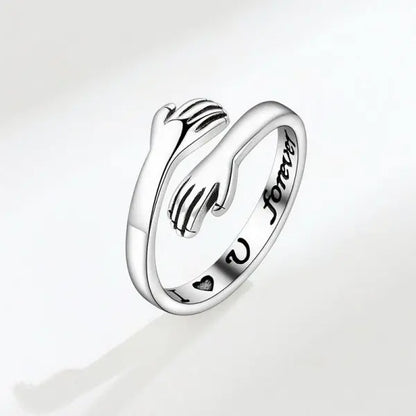 Heart Hand Hug Adjustable Ring for Couples