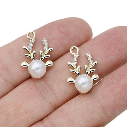 Crystal Pearl Deer Charm Set for Jewelry Making
