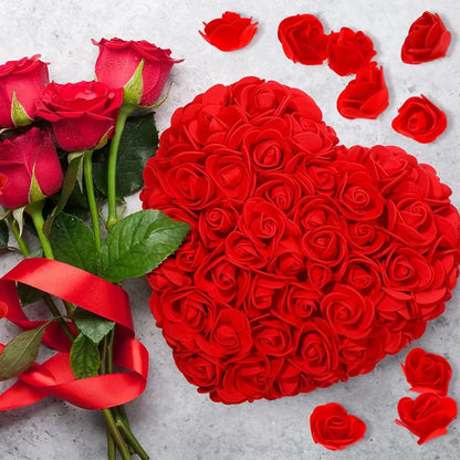 25cm Heart-Shaped Artificial Rose Bouquet for Valentine's Day, Wedding, and Home Decoration
