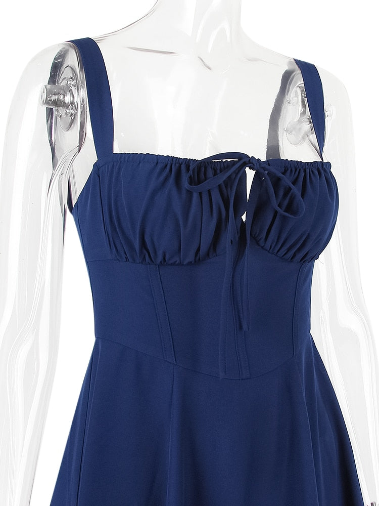 Strappy Back Tie-Up Corset Midi Dress