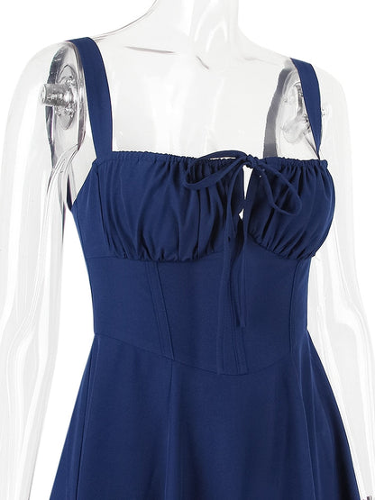 Strappy Back Tie-Up Corset Midi Dress