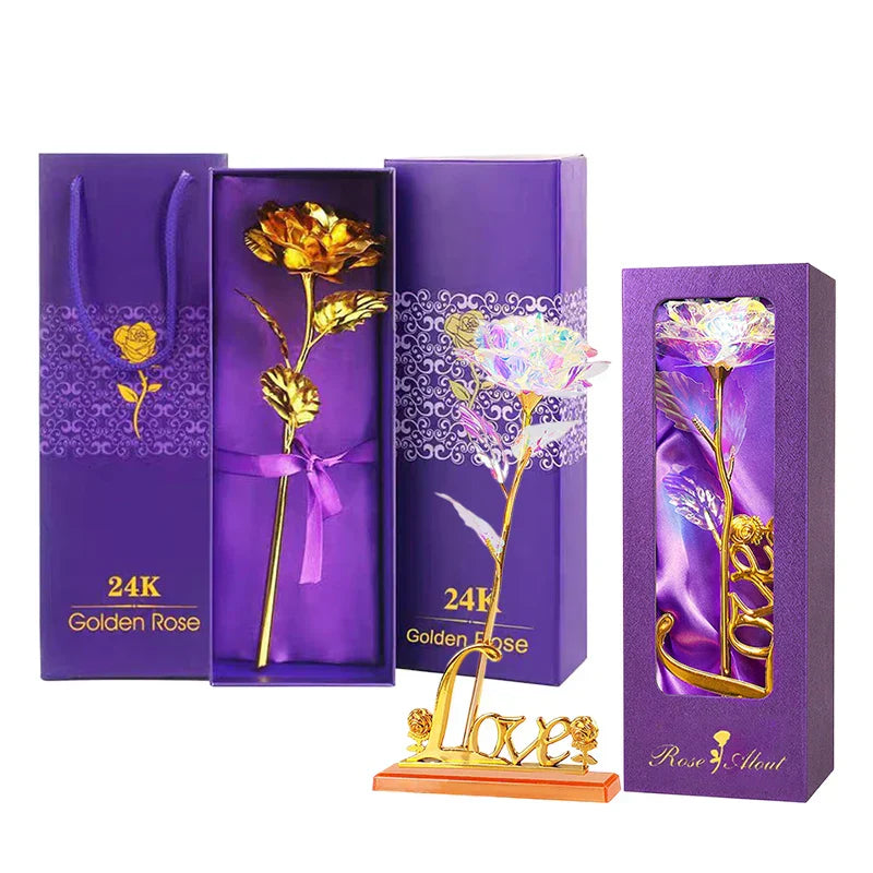 24K Gold Foil Rose Artificial Flower for Valentine's Day and Special Occasions