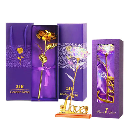 24K Gold Foil Rose Artificial Flower for Valentine's Day and Special Occasions