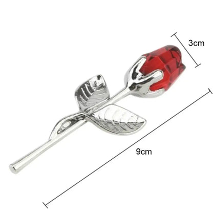 Crystal Glass Rose with Silver or Gold Rod - Romantic Gift