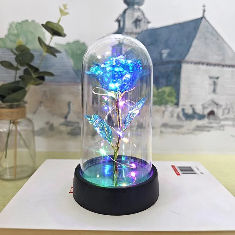 Eternal LED Rose in Glass Dome for Valentine's Day, Wedding, and Romantic Gifts