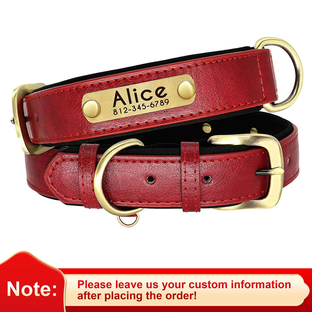 Customized Leather ID Nameplate Dog Collar