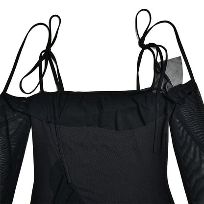 Long Sleeve Off-shoulder Ruffle Mini Dress