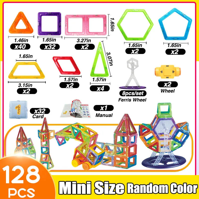 64-184Pcs Kids Magnetic Building Blocks