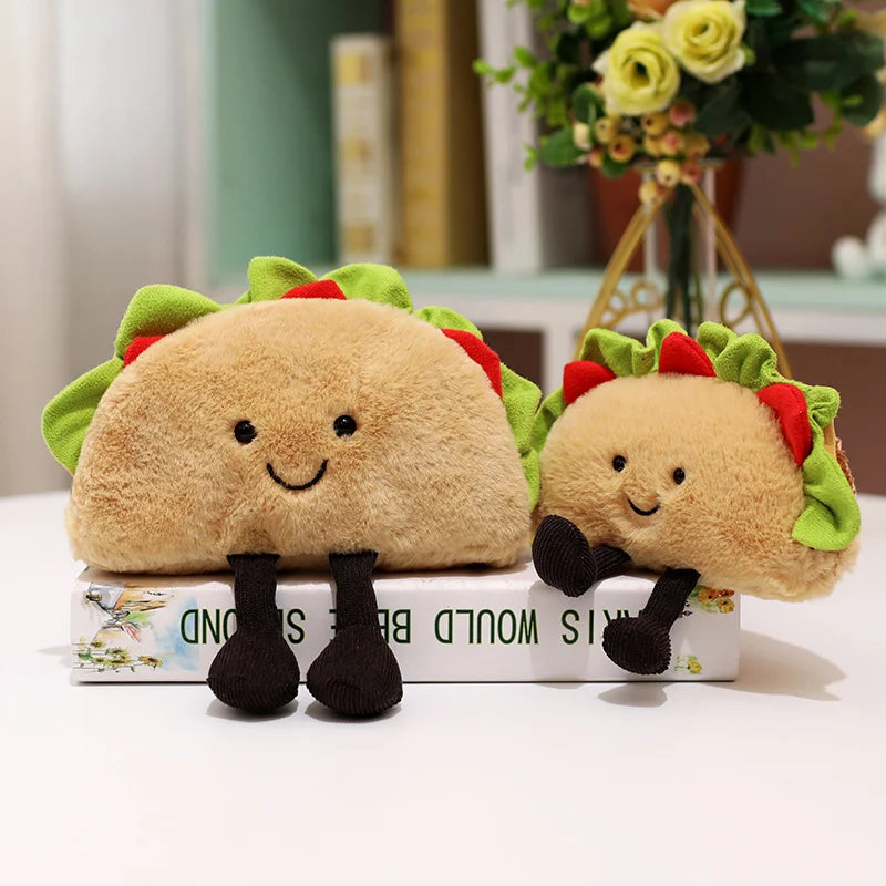 Taco Plush Toy & Bubble Tea Pillow - Soft Fruit Drink Doll Cushion Gift