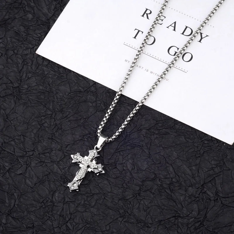 Titanium Steel Cross Pendant Necklace