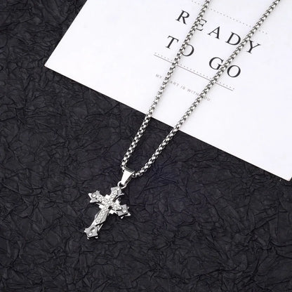 Titanium Steel Cross Pendant Necklace