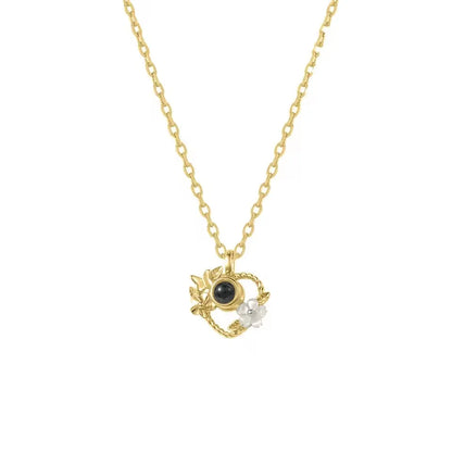 Personalized Flower Heart Projection Necklace in 925 Silver