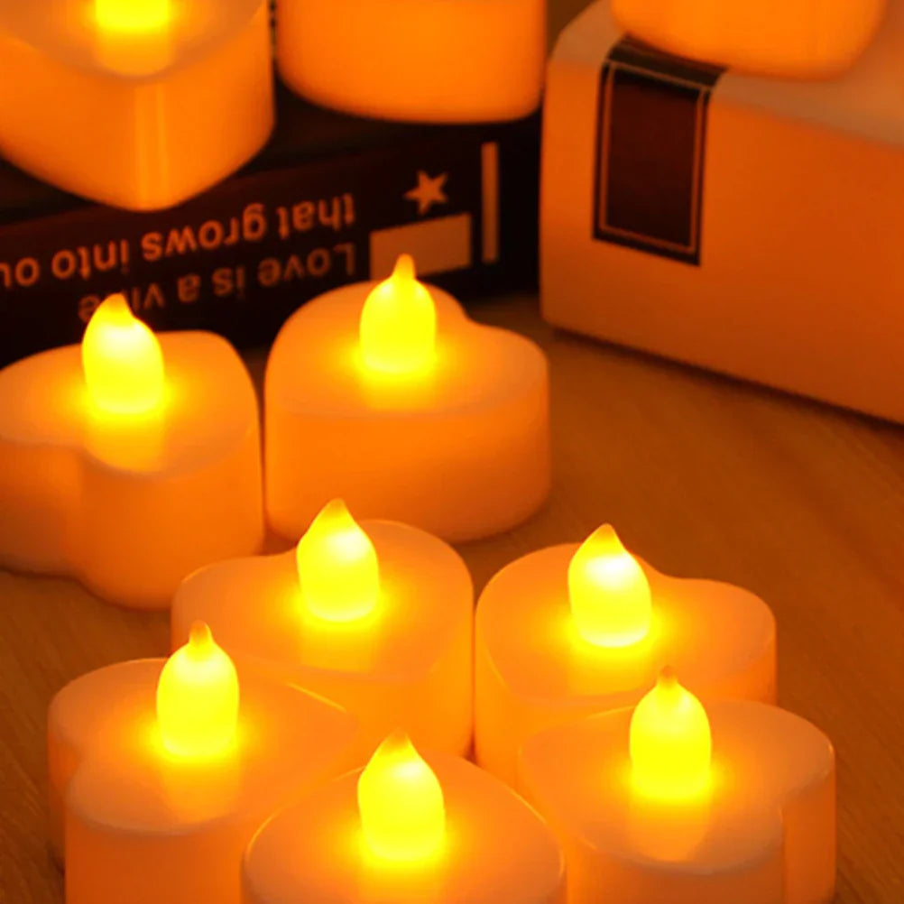 12pcs Heart Shaped Flameless LED Tealight Candles