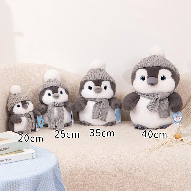 Couple Penguin Plush Pillow with Hat and Scarf