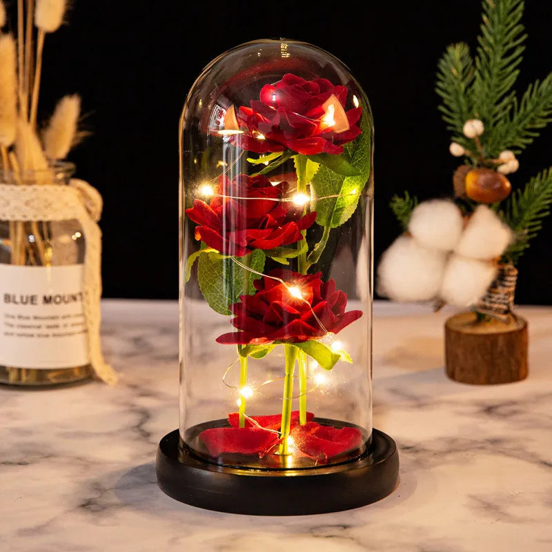 Everlasting LED Rose in Glass Dome - Romantic Gift Decor