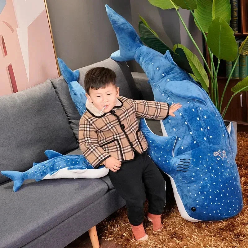 Cartoon Blue Shark Plush Toy - Soft Big Fish Pillow for Kids' Gifts