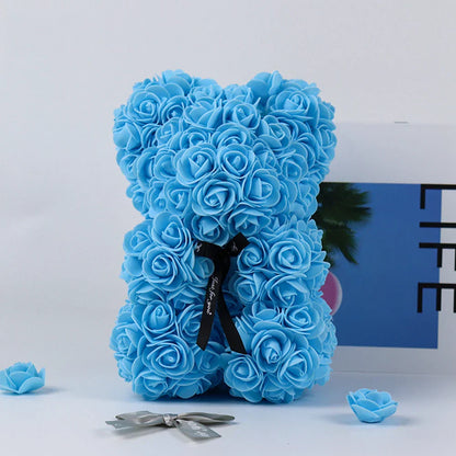25cm Artificial Rose Teddy Bear with Decorative Light