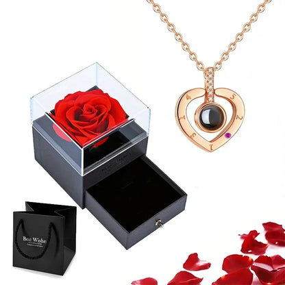 Custom Photo Projection Heart Necklace Gift Set