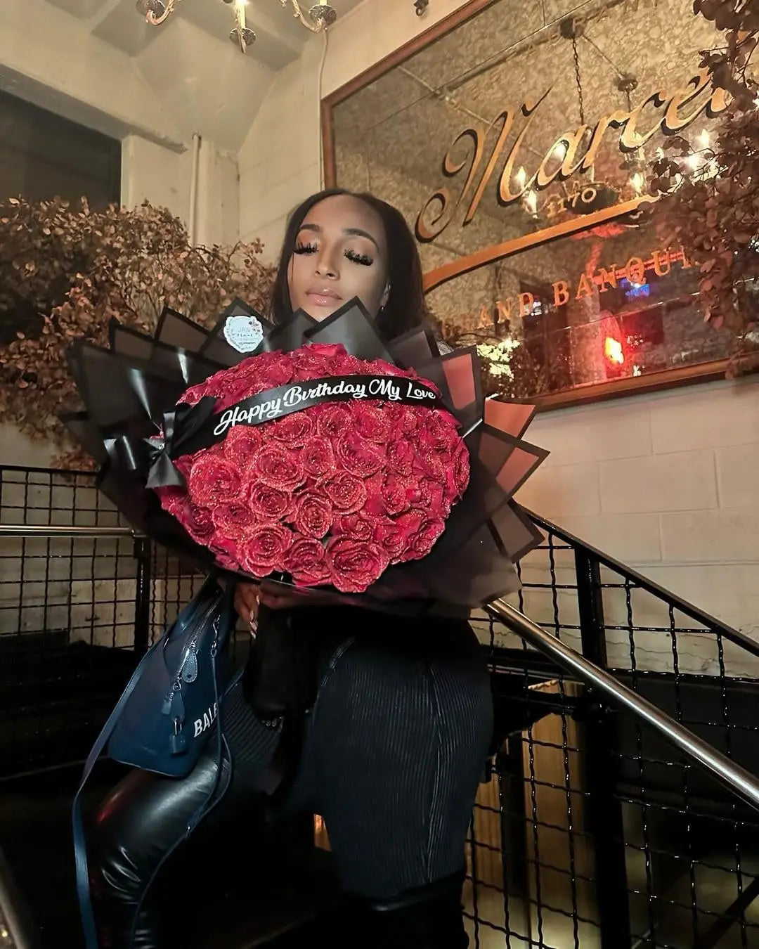 Glitter Artificial Red Rose Bouquet Eternal Silk Roses for Valentine's Day and Birthday Gifts