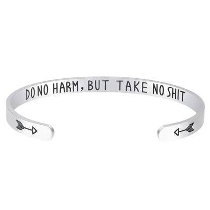 Engraved Open Bangle Bracelet