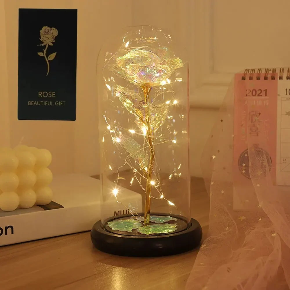 LED Enchanted Galaxy Rose in Dome - Romantic Gift