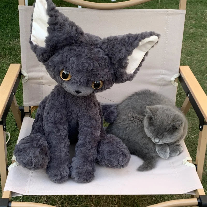 Cute Black Cat Plush Toy - Soft Throw Pillow & Long Hair Doll for Kids