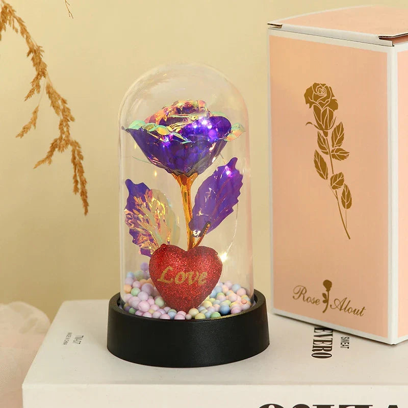Eternal Rose LED Light in Glass Dome for Valentine's Day and Special Gifts